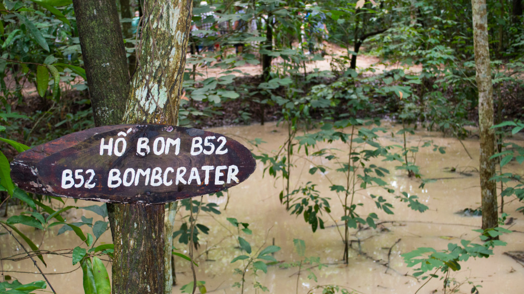 Cu Chi Tunnels, Fins to Spurs, Adventure Work, Crater Sign
